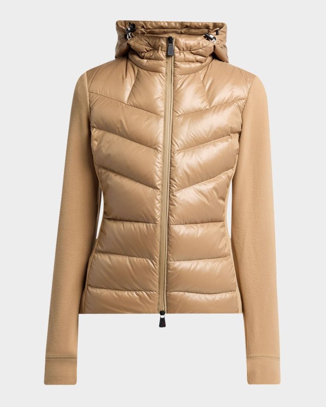Padded Down Zip-Up Hoodie Cardigan